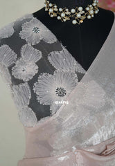 Antique Rose Mist - Space Silk Saree with Heavy Designer Work Blouse - Best for Haldi or Mehendi