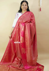 Barbie's Pink - Sri valli pure satin silk with vairaoosi full weaving and elephant border
