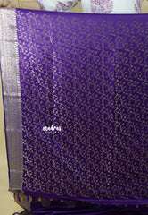 Jamun Purple - Sri valli pure satin silk with peacock buttas and gold zari border