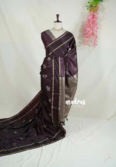 Coffee Brown - Sri Valli - Satin Silk with Flower Buttas and Rettapet Border - Best for Diwali Festive | Temple Visit
