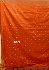 Rust Orange - Sri valli pure satin silk with vairaoosi full weaving and elephant border