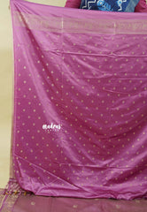 Onion Pink  - Sri valli pure satin silk with vairaoosi full weaving and elephant border