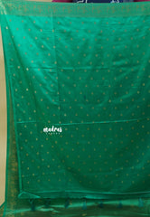 Maharani Emerald  - Sri valli pure satin silk with vairaoosi full weaving and elephant border