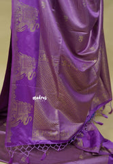 Lavender Purple - Sri valli pure satin silk with vairaoosi full weaving and elephant border