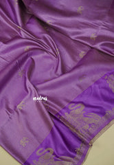 Lavender Purple - Sri valli pure satin silk with vairaoosi full weaving and elephant border