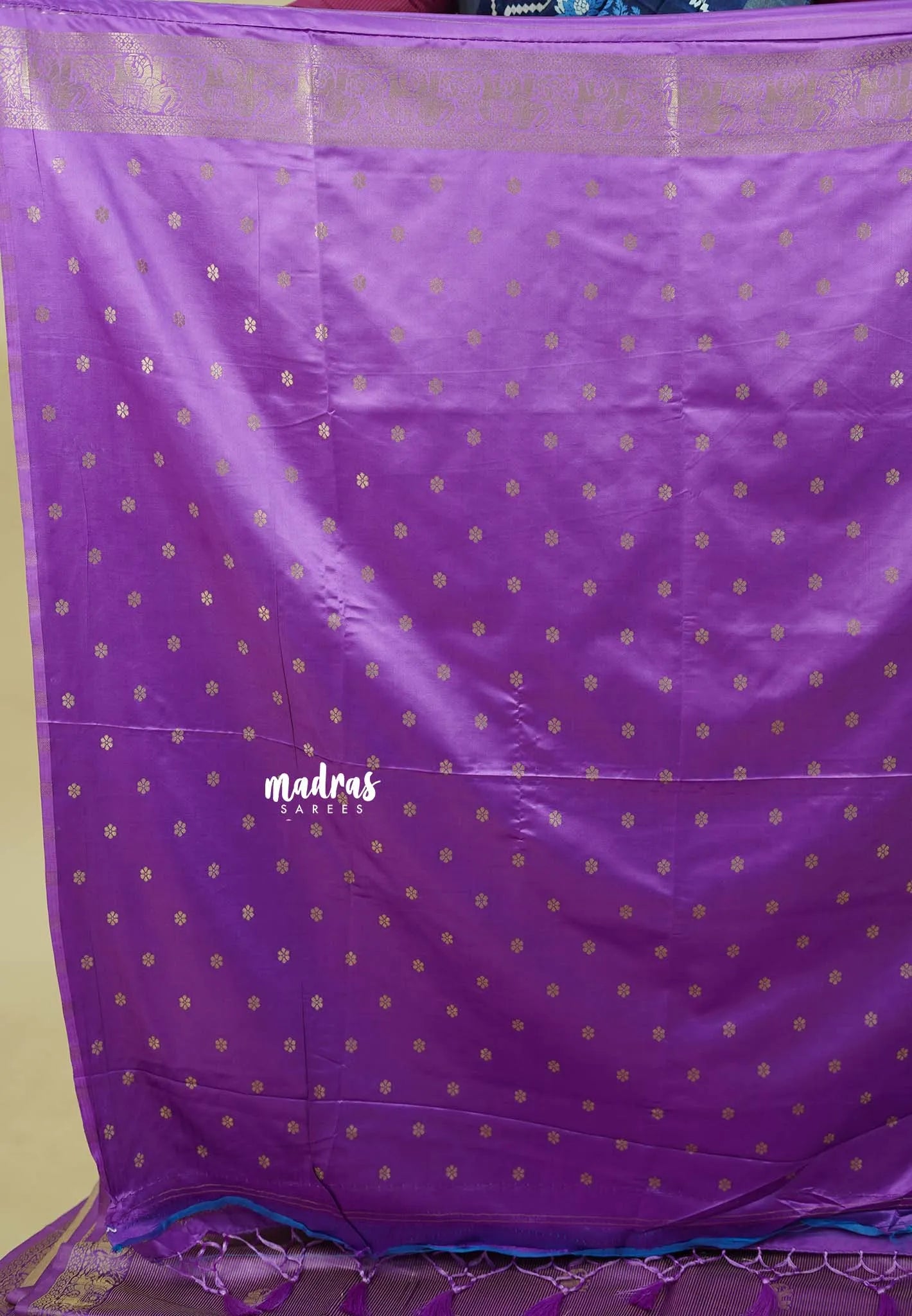 Lavender Purple - Sri valli pure satin silk with vairaoosi full weaving and elephant border