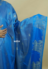 Blue Muse - Sri valli pure satin silk with vairaoosi full weaving and elephant border