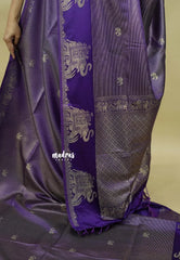 Royal Purple  - Sri valli pure satin silk with vairaoosi full weaving and elephant border