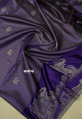 Royal Purple  - Sri valli pure satin silk with vairaoosi full weaving and elephant border