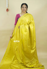 Neon yellow  - Sri valli pure satin silk with vairaoosi full weaving and elephant border