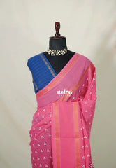 Fuchsia Pink - Subbulakshmi - Sungudi 100 Count Saree with Rettapetta Rudraksham Border Ayutha ezhuthu Buttas with Blouse Combo - Best for Casual Wear | Summer Wear | School | College | Office wear