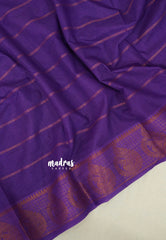 Deep Lavender - Subbulakshmi - Sungudi 100 Count Saree Velthari with Peacock Border with Blouse Combo - Best for Casual Wear | Summer Wear | Temple visit