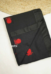 Suhasini IIFA Award khadi saree with red embroidery work - Black