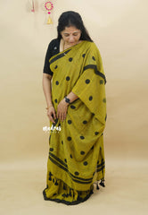 Polka dots Khadi Mehandi green - Actress Suhasini saree