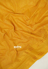 Temple Turmeric Yellow - Subbulakshmi - Sungudi 100 Count Saree Self Ajrakh Prints with Rettapetta Rudraksham Border with Blouse Combo - Best for Casual Wear | Summer Wear | Temple visit