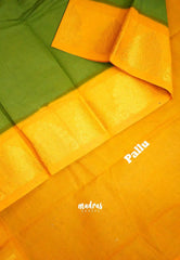 Margazhi Sungudi plain with traditional zari border - Green with orange border