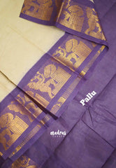 Margazhi Sungudi plain with traditional zari border - Sandal with Purple border