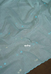 Pastel Aqua Green - Shalini - Premium Super Net Saree Cut Work Embroidery Weaving Border - Best for Office Wear / Hightea party