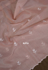 Pastel Peach Orange - Shalini - Premium Super Net Saree Embroidery Weaving Border and Buttas - Best for Office Wear / Hightea party