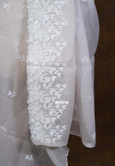 Pastel Cloud Grey - Shalini - Premium Super Net Saree Embroidery Weaving Border and Buttas - Best for Office Wear / Hightea party