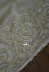 Creamy Olive - Shalini - Premium Super Net Saree Embroidery Weaving Border and Buttas - Best for Office Wear / Hightea party