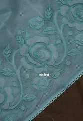 Pastel Seafoam Green - Shalini - Premium Super Net Saree Embroidery Weaving Border and Buttas - Best for Office Wear / Hightea party