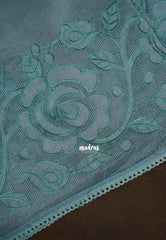 Pastel Seafoam Green - Shalini - Premium Super Net Saree Embroidery Weaving Border and Buttas - Best for Office Wear / Hightea party