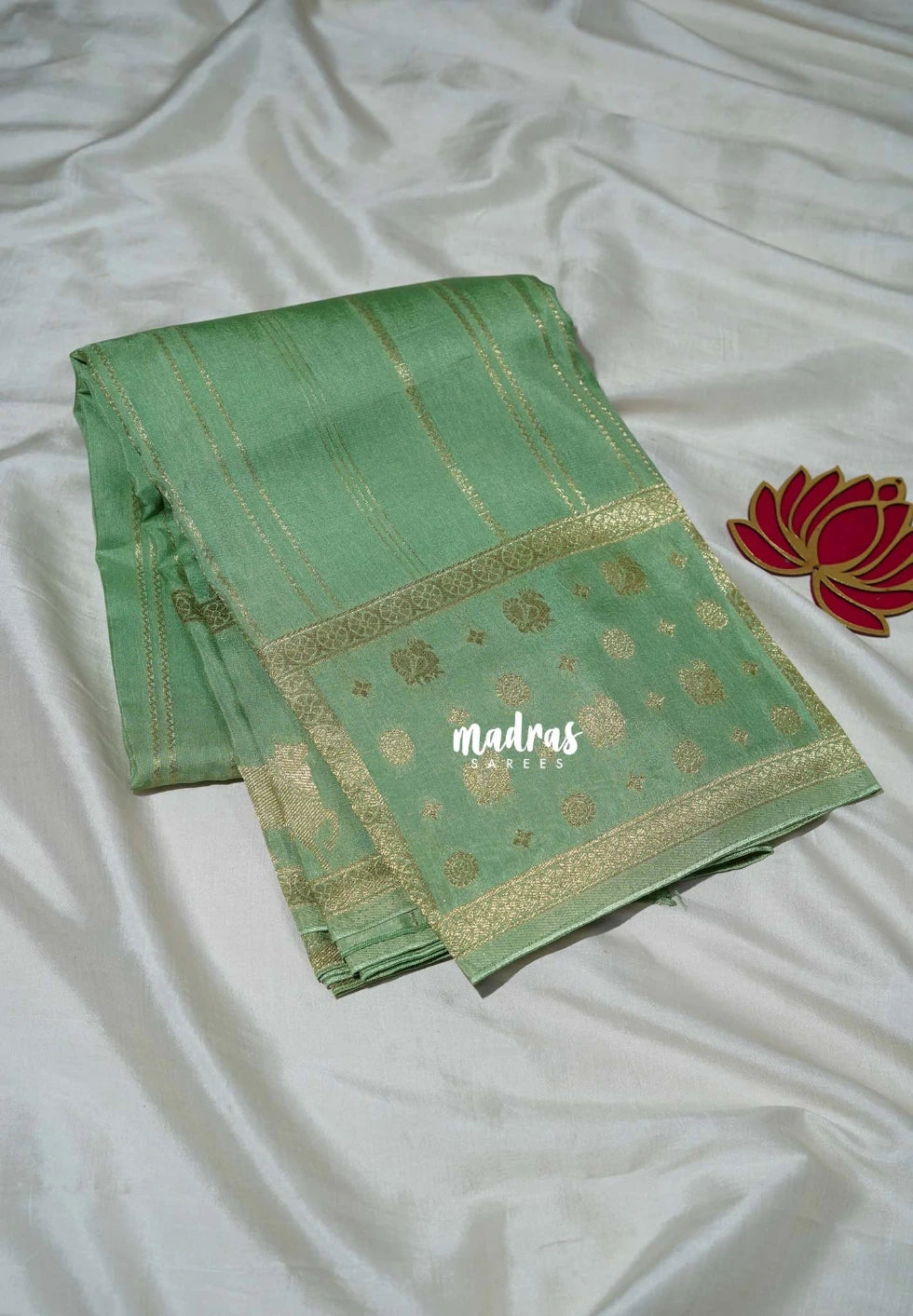 Pista Green - Swara – Grandeur Pure Viscose Silk Saree Vertical Zari Stripes Weaving & Divine Traditional Pichwai Border - Best for Diwali Festive | Wedding Functions