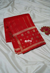 Chilli Red - Swara – Grandeur Pure Viscose Silk Saree Vertical Zari Stripes Weaving & Divine Traditional Pichwai Border - Best for Diwali Festive | Wedding Functions