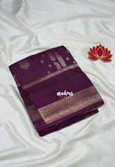 Deep Jamun Purple - Swara – Grandeur Pure Viscose Saree Silk Zari Weaving Floral with Skirt Border - Best for Diwali Festive | Wedding Functions