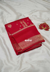 Reddish Pink - Swara – Grandeur Pure Viscose Saree Silk Zari Weaving Floral with Skirt Border - Best for Diwali Festive | Wedding Functions