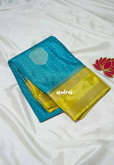 Teal Blue - Swara – Grandeur Pure Viscose Saree Silk Zari Weaving Buttas with Floral Border & Contrast Pallu and Blouse - Best for Diwali Festive | Wedding Functions