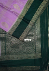 Lilac & Green - Swara – Grandeur Pure Viscose Silk Saree Zari Checks Weaving & Buttas with Traditional Rettapet Border - Best for Diwali Festive | Wedding Functions