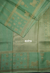 Pista Green - Swara – Grandeur Pure Viscose Silk Saree Vertical Zari Stripes Weaving & Divine Traditional Pichwai Border - Best for Diwali Festive | Wedding Functions