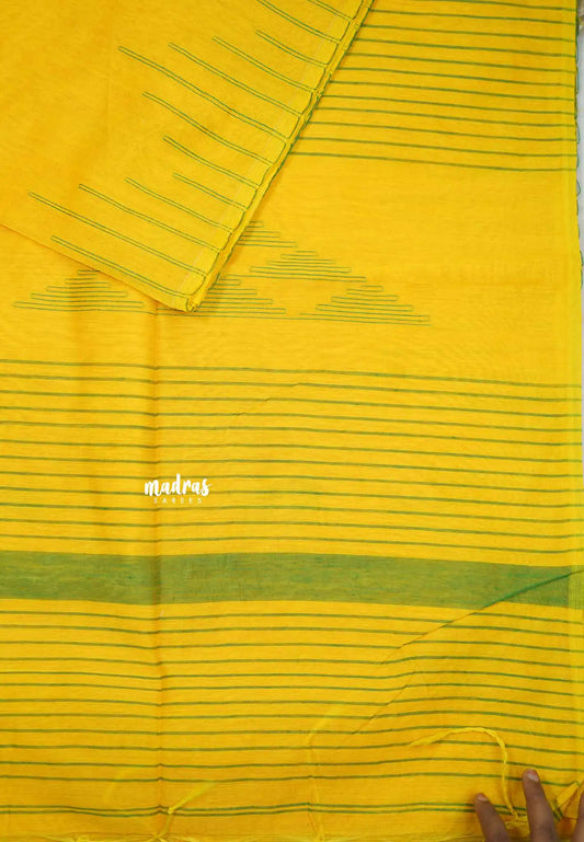 Tamira - Lightweight Jute cotton office wear - Yellow with green