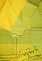 Lime Yellow - Tansui silk plain body  with temple border