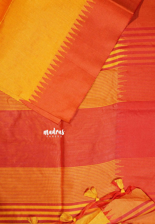 Mild Orange - Tansui silk plain body  with temple border