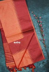 Peach - Tansui silk plain body  with temple border