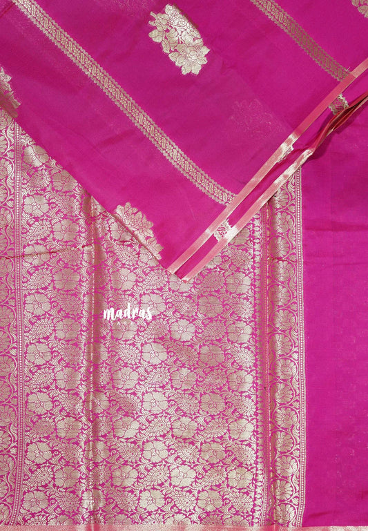 Bright Queen's Rose - Thendral - Soft Kanchi semi silk with Silver Zari