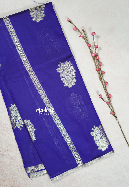 Violet Purple - Thendral - Soft Kanchi semi silk with Silver Zari
