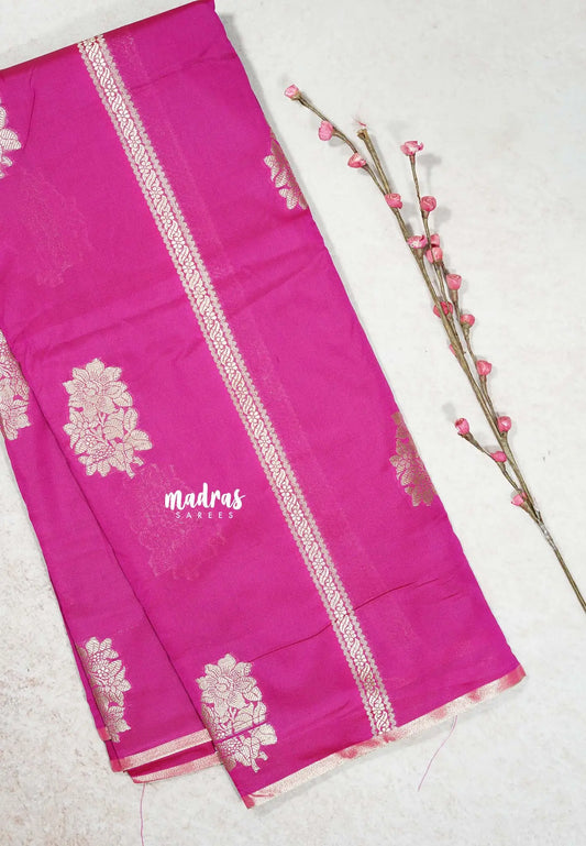Bright Queen's Rose - Thendral - Soft Kanchi semi silk with Silver Zari