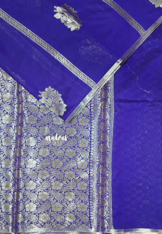 Violet Purple - Thendral - Soft Kanchi semi silk with Silver Zari