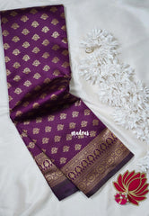 Jamun Purple-D5 - Thendral - Kanchi Art Silk Saree with Flower Border and Buttas - Perfect for Festive Wear