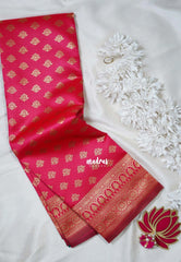 Reddish Pink-D5 - Thendral - Kanchi Art Silk Saree with Flower Border and Buttas - Perfect for Festive Wear