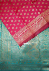 Reddish Pink-D5 - Thendral - Kanchi Art Silk Saree with Flower Border and Buttas - Perfect for Festive Wear