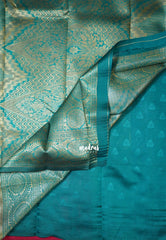 Dual Shade Reddish Pink - Thendral - Kanchi Art Silk Saree with Leaf Border and Buttas - Perfect for Wedding Functions