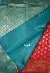 Chilli Red - Thendral - Kanchi Art Silk Saree with Leaf Border and Buttas - Perfect for Wedding Functions