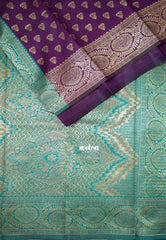 Jamun Purple - Thendral - Kanchi Art Silk Saree with Leaf Border and Buttas - Perfect for Wedding Functions