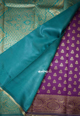 Jamun Purple - Thendral - Kanchi Art Silk Saree with Leaf Border and Buttas - Perfect for Wedding Functions