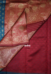 Dark Teal-D8 - Thendral - Kanchi Art Silk Saree with Flower Border and Buttas - Perfect for Wedding Functions